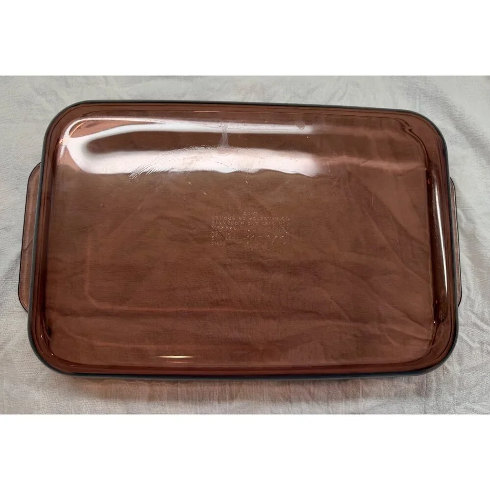 Vintage Pyrex Visions Cranberry Glass 13x9 Baking Dish 3qt 233-R Corning USA